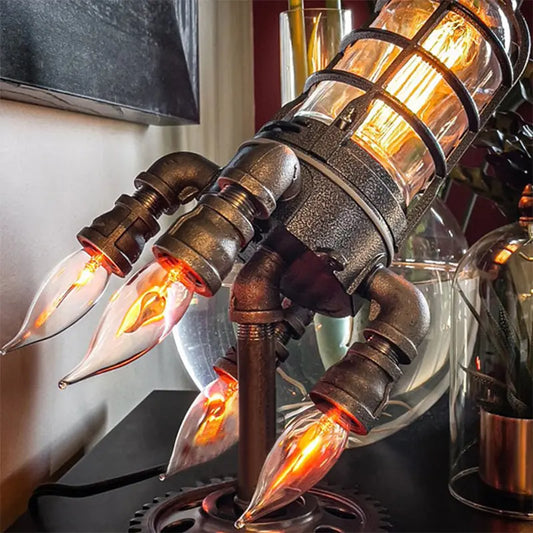 Retro Steampunk Rocket Table Lamp