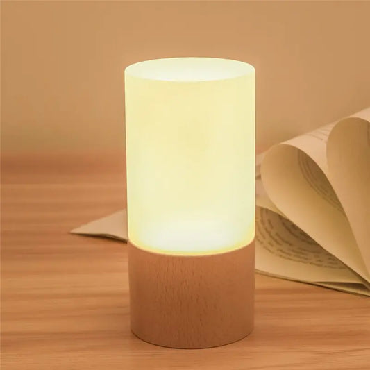 Nordic Solid Wood LED Table Lamp USB Powered