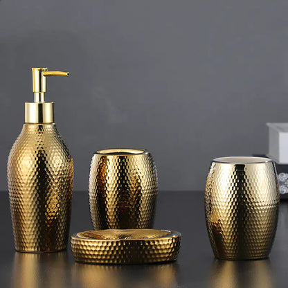 “Gilded Haven Bath Ensemble” 4-coated ceramic set