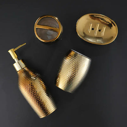 “Gilded Haven Bath Ensemble” 4-coated ceramic set